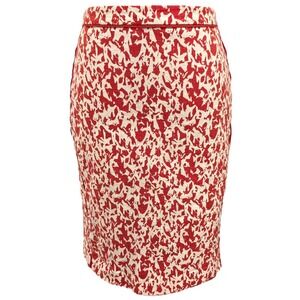 Halogen Women's Size 6 Orange-Red Abstract Print Pencil‎ Skirt Stretch Career
